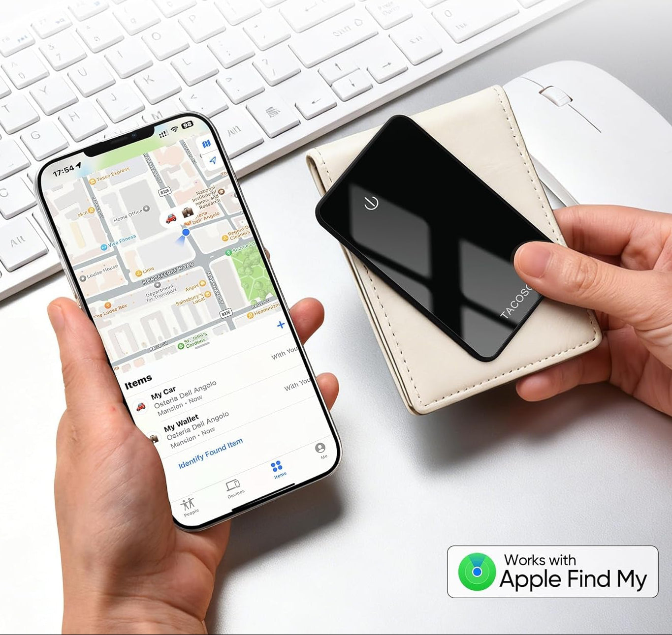 Mfi Slim Wallet Tracker Card, Apple Find My (Ios Only), 2 Pack | IP68 Waterproof, Left-Behind Alert, Smart Track Wallet & Luggage, Unique SN, Family Share 5 Max, Essential for Travelers