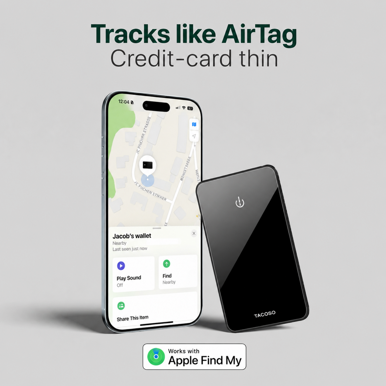 Slim Wallet Tracker Card - Apple Find My Compatible, Waterproof, 2-Pack