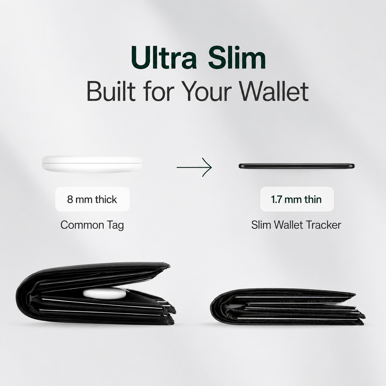 Slim Wallet Tracker Card - Apple Find My Compatible, Waterproof, 2-Pack